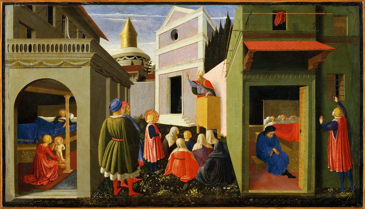 Italia, Roma, historier om Saint Nicholas av Fra (c.1387 1455) Angelico