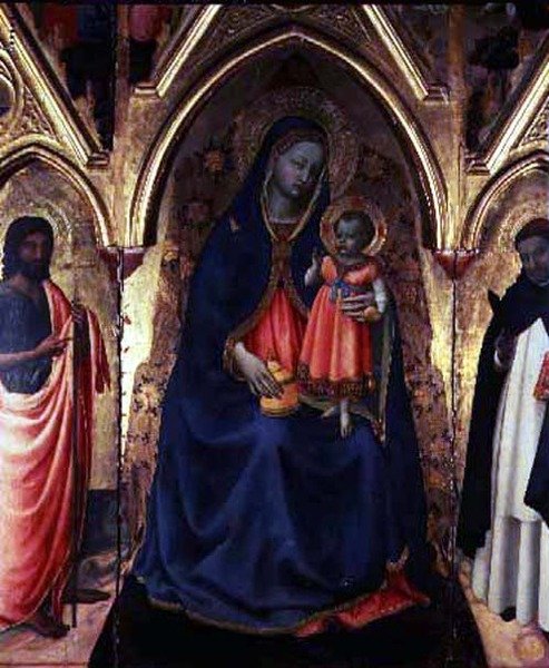 Jomfruen og barnet med døperen Johannes og den hellige Dominikus av Fra (c.1387 1455) Angelico