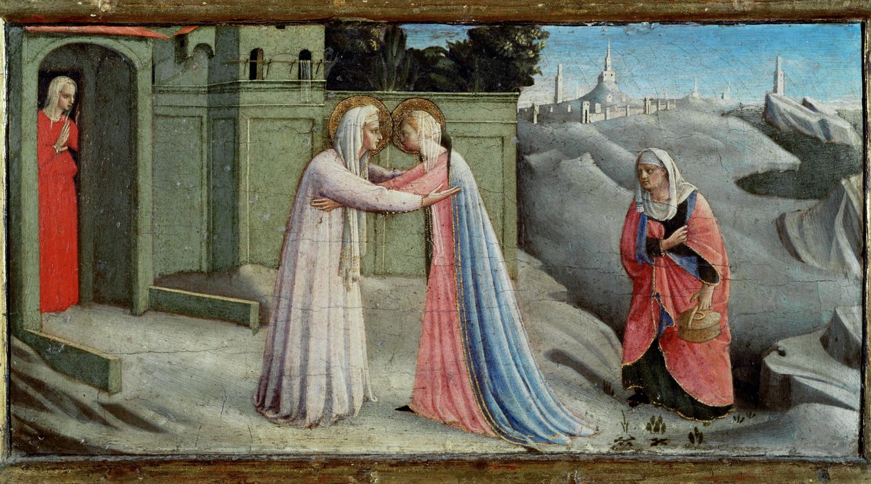 Besøket, den hellige Maria besøker den hellige Elisabeth … av Fra (c.1387-1455) Angelico