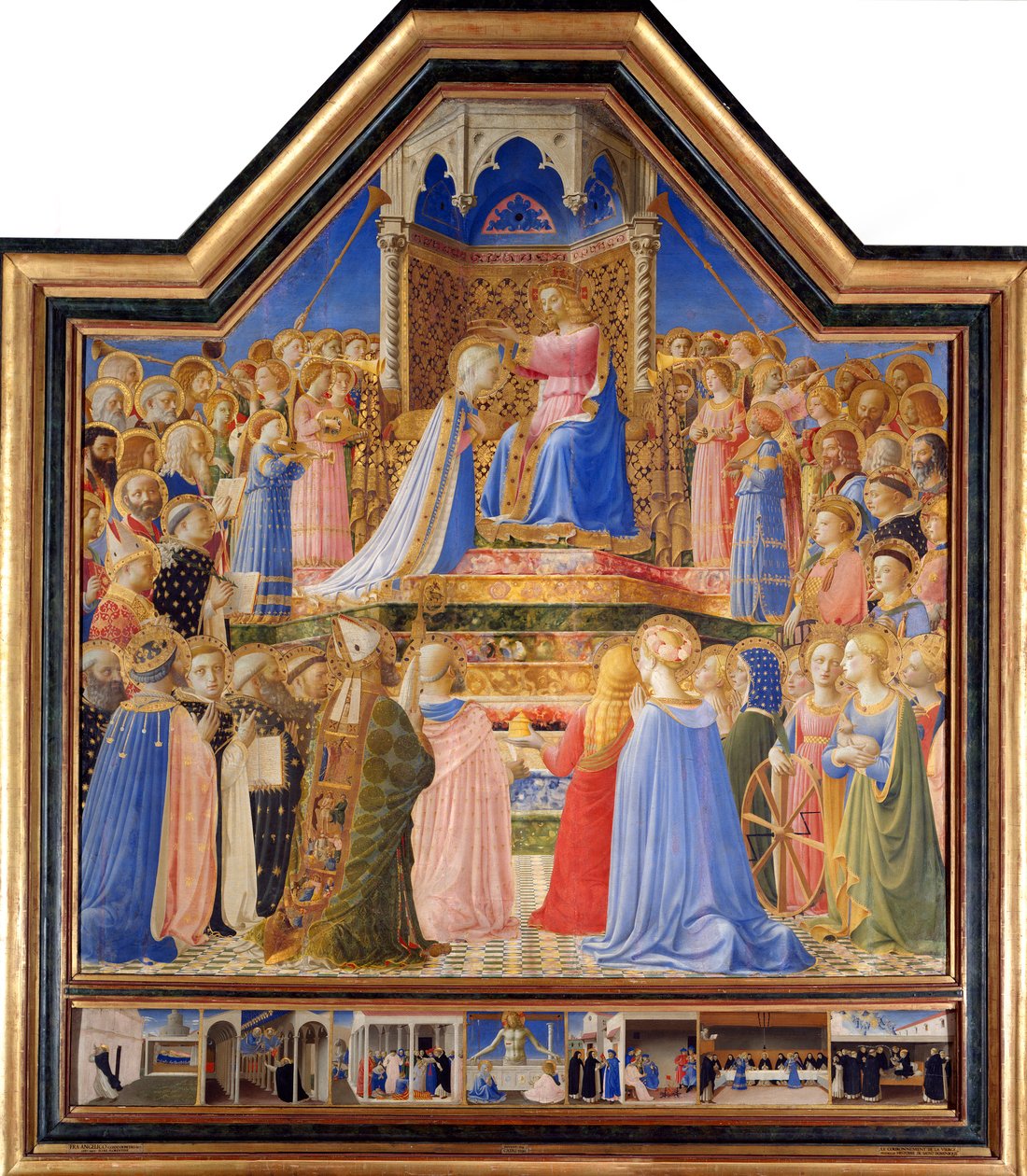 Coronation of the Virgin, ca. 1430-32 (tempera på panel) - "" The Coronation of the Virgin"" Maleri av Guido di Pietro (eller Fra Giovanni da Fiesole) kalt Fra Angelico ou il Blessed (1387-1455) 1400-tallet Sol. 2,09x2,06 m Paris, Louvre-museet. av Fra  Angelico