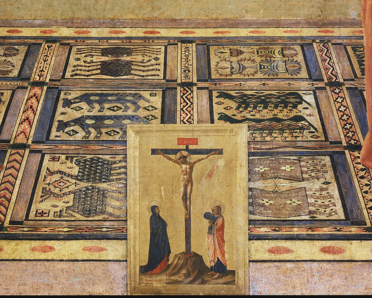 Korsfestelse, detalj av hovedpanelet til San Marco-altertavlen (Tremaleri av Fra  Angelico