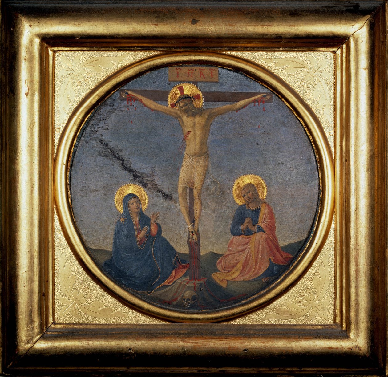 Korsfestelse av Kristus mellom jomfruen og Maria Magdalena (maleri) av Fra  Angelico