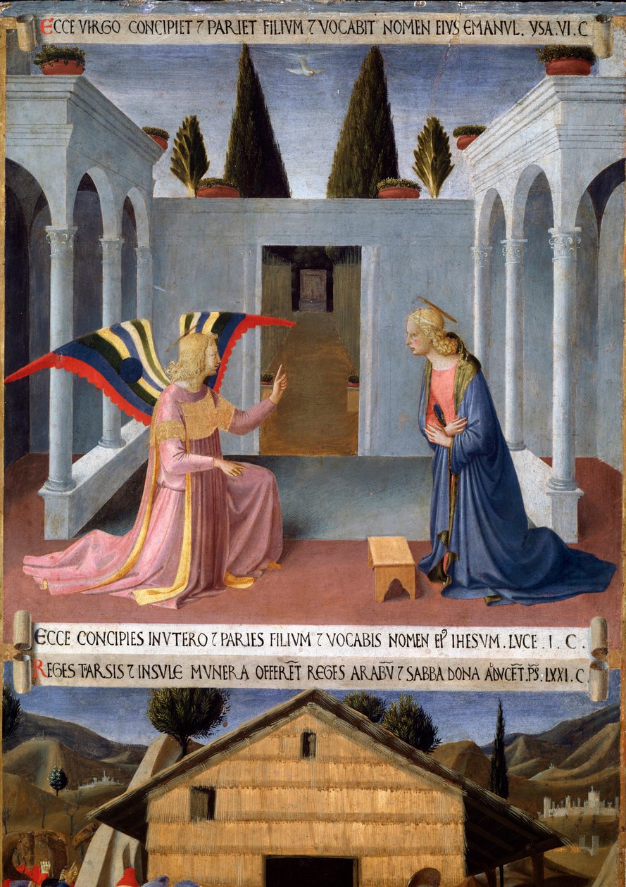 Historien om Kristi liv: Bebudelsen med Den Hellige Ånds due (Hellig Ånd) av Fra  Angelico