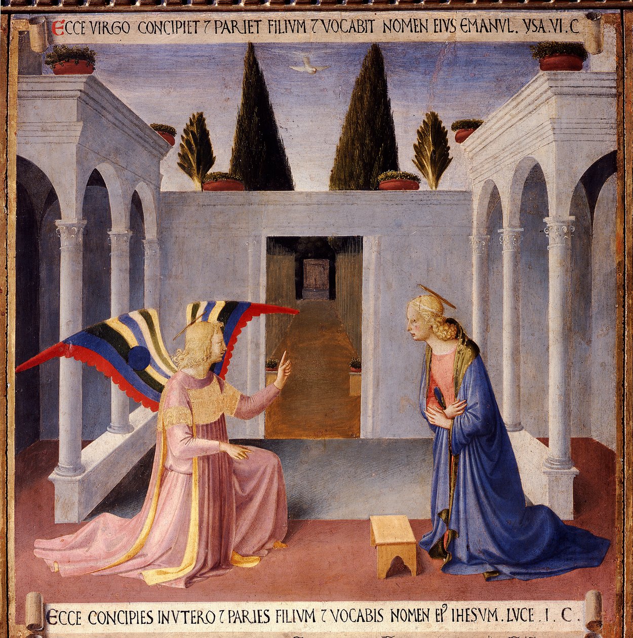 Historien om Kristi liv: Bebudelsen med Den Hellige Ånds due (Den Hellige Ånd) av Fra  Angelico
