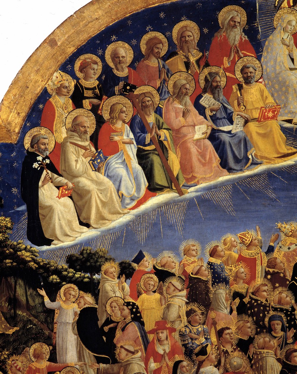 Den siste dommen: Detalj av de hellige i paradis. Maleri av Guido di Pietro (eller Fra Giovanni da Fiesole) kalt Fra Angelico ou il Beato (1400-1455) av Fra  Angelico