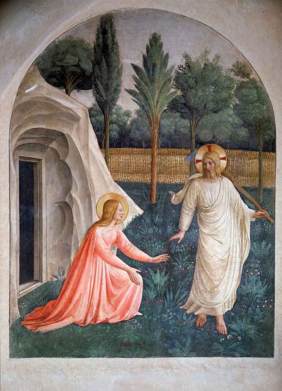Noli me tangere Saint Mary Madeleine og den oppstandne Kristus (gartner) (fresco, ca. 1438-1446) av Fra  Angelico