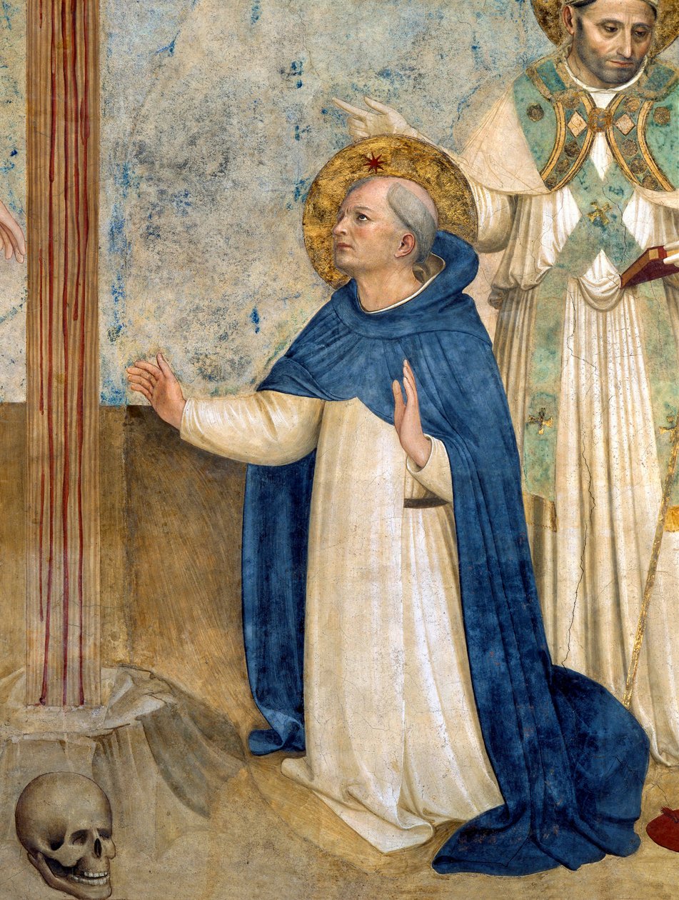 Saint Dominic, detalj fra en freske av Fra Angelico (Guido di Pietro) som representerer korsfestelsen av Fra  Angelico