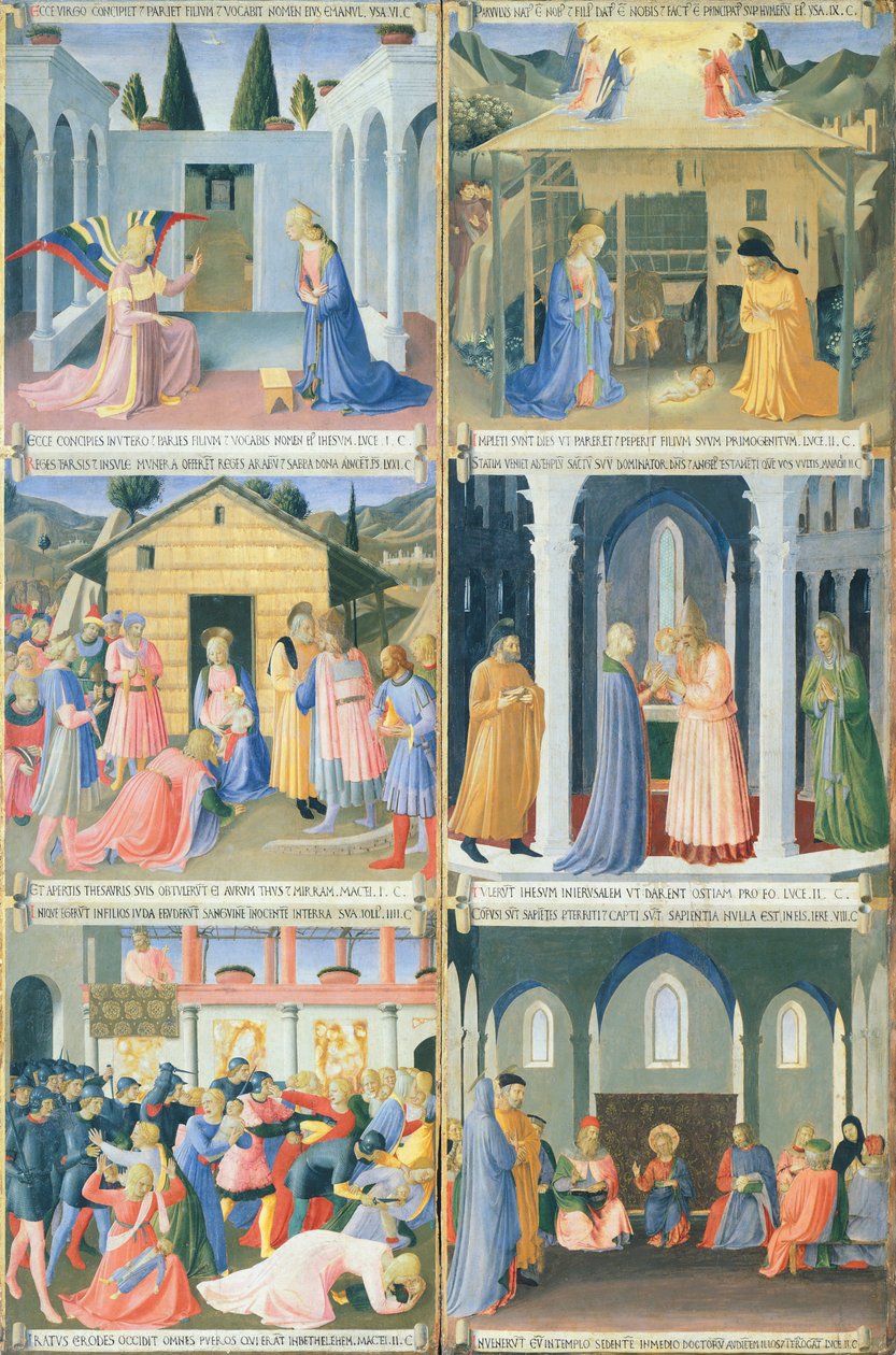 Scener fra Jesu barndom, detalj av panel fra Armadio degli Argenti (sølvkiste) med Jesu liv av Fra (c.1387 1455) Angelico