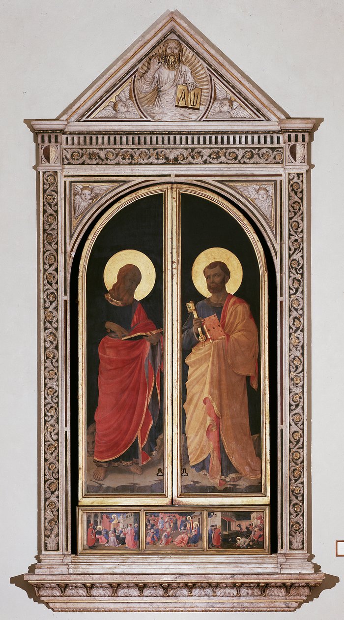 St. Mark (til venstre) og St. Peter. Lukket Tabernakel til Linaioli (Tremaleri av Fra  Angelico
