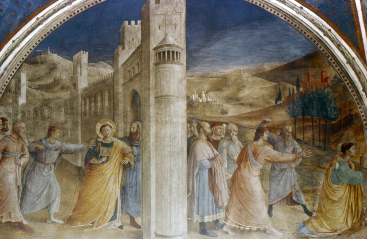 St. Stephen blir ført til sitt martyrium av Fra  Angelico