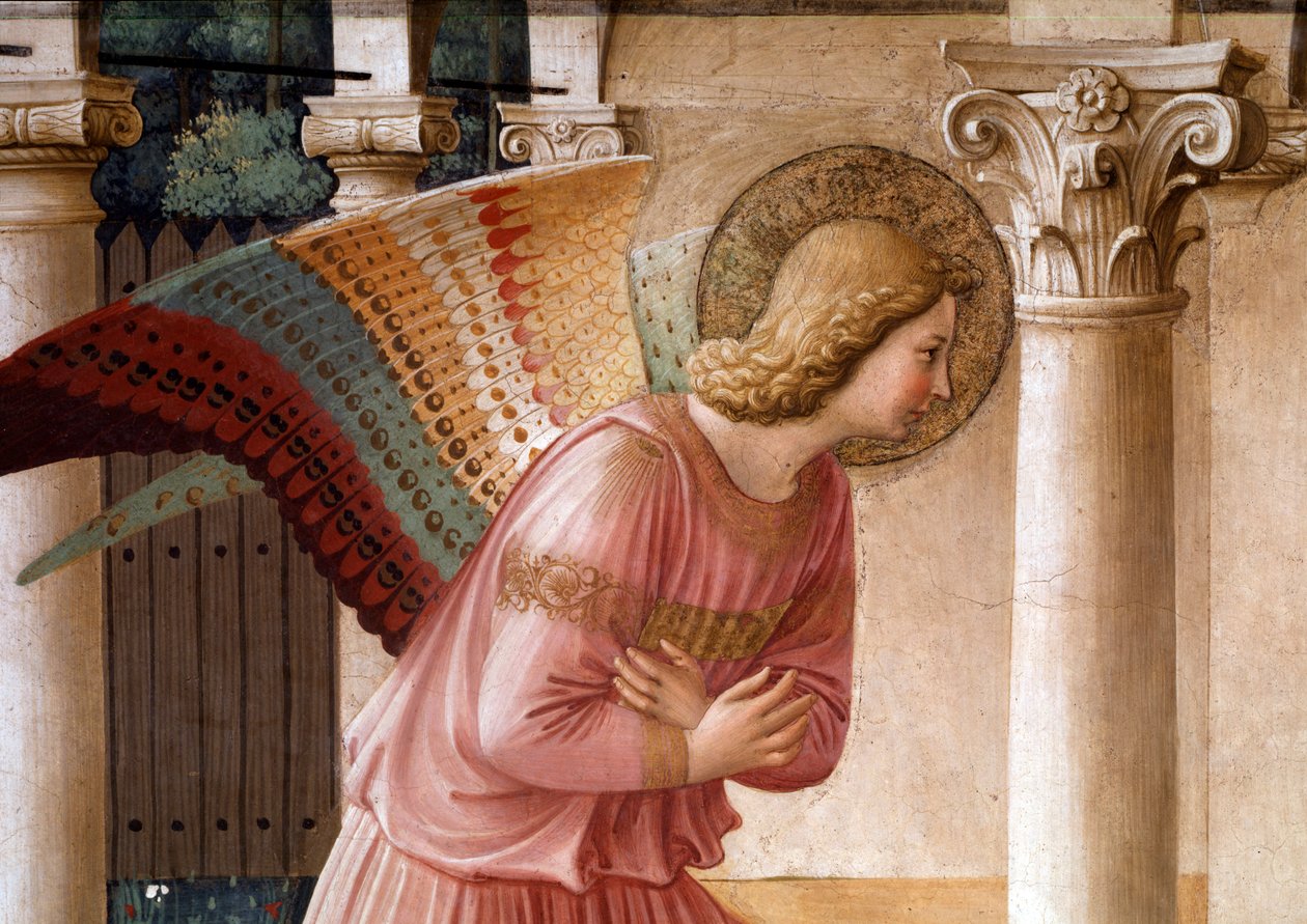 Bebudelsen, detalj av erkeengelen Gabriel (fresco av Fra  Angelico