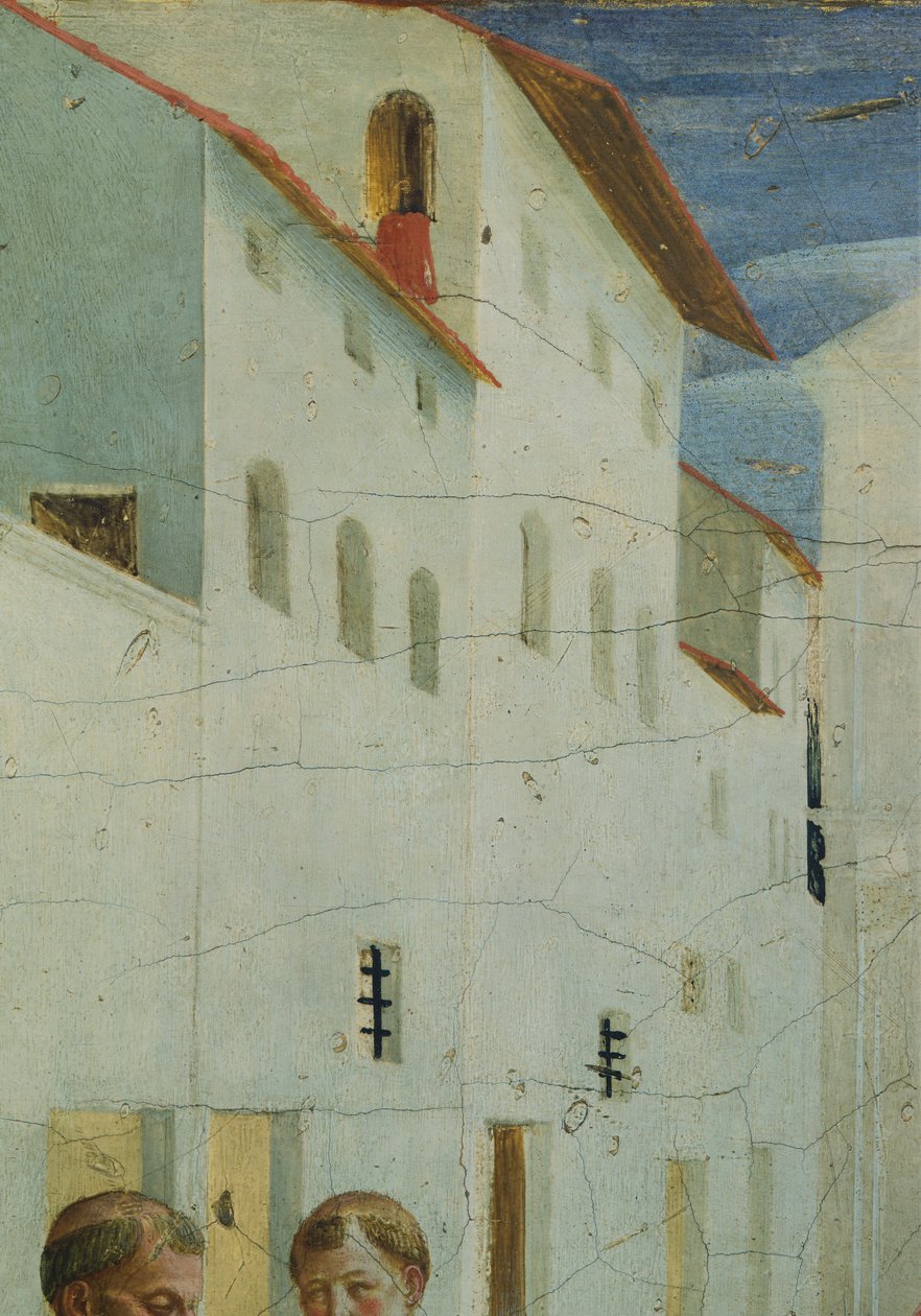 The Burial of Saints Cosmas and Damian, predella-bilder som viser historien om Saint Cosmas og Saint Damian fra San Marco altertavle, ca. 1443, av Giovanni da Fiesole kjent som Fra Angelico (1400-ca 1455), tempera på tre, 37x45 cm av Fra (c.1387 1455) Angelico