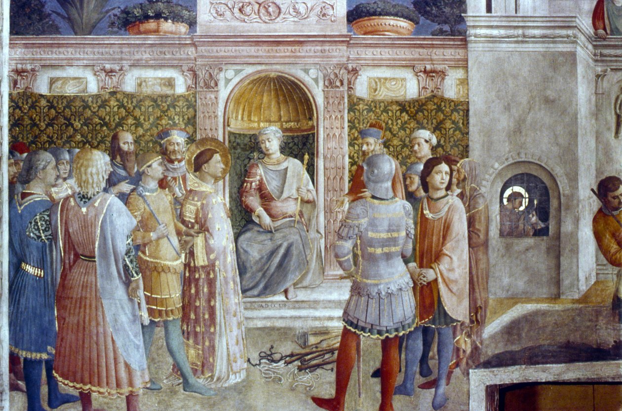 Fordømmelsen av St. Lawrence av keiser Valerian av Fra  Angelico