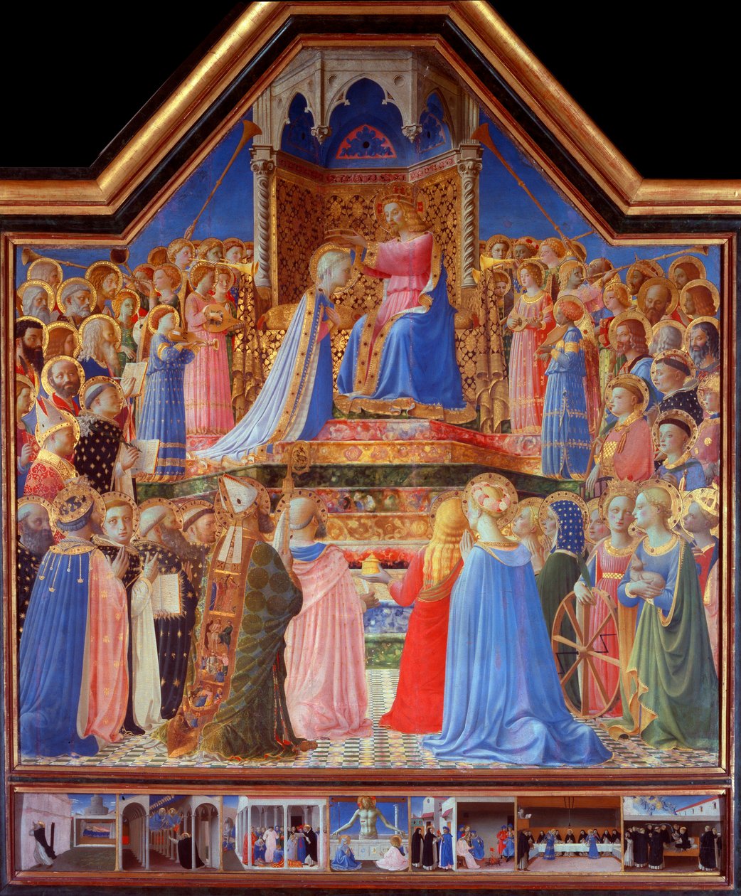 The Coronation of the Virgin (predella av scener fra Saint Dominic