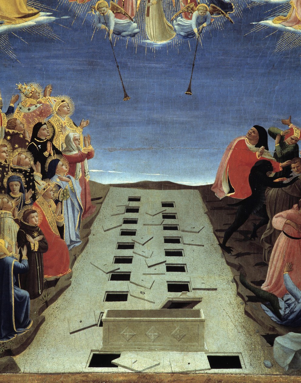 Den siste dommen: Detalj av de åpne gravene av Fra  Angelico