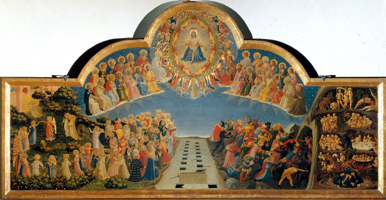 The Last Judgment Detrempe on wood av Guido di Pietro (eller Fra Giovanni da Fiesole) dit Fra Angelico or il Beato (1400-1455). Størrelse 105x210 cm Museum of San Marco. Firenze av Fra  Angelico