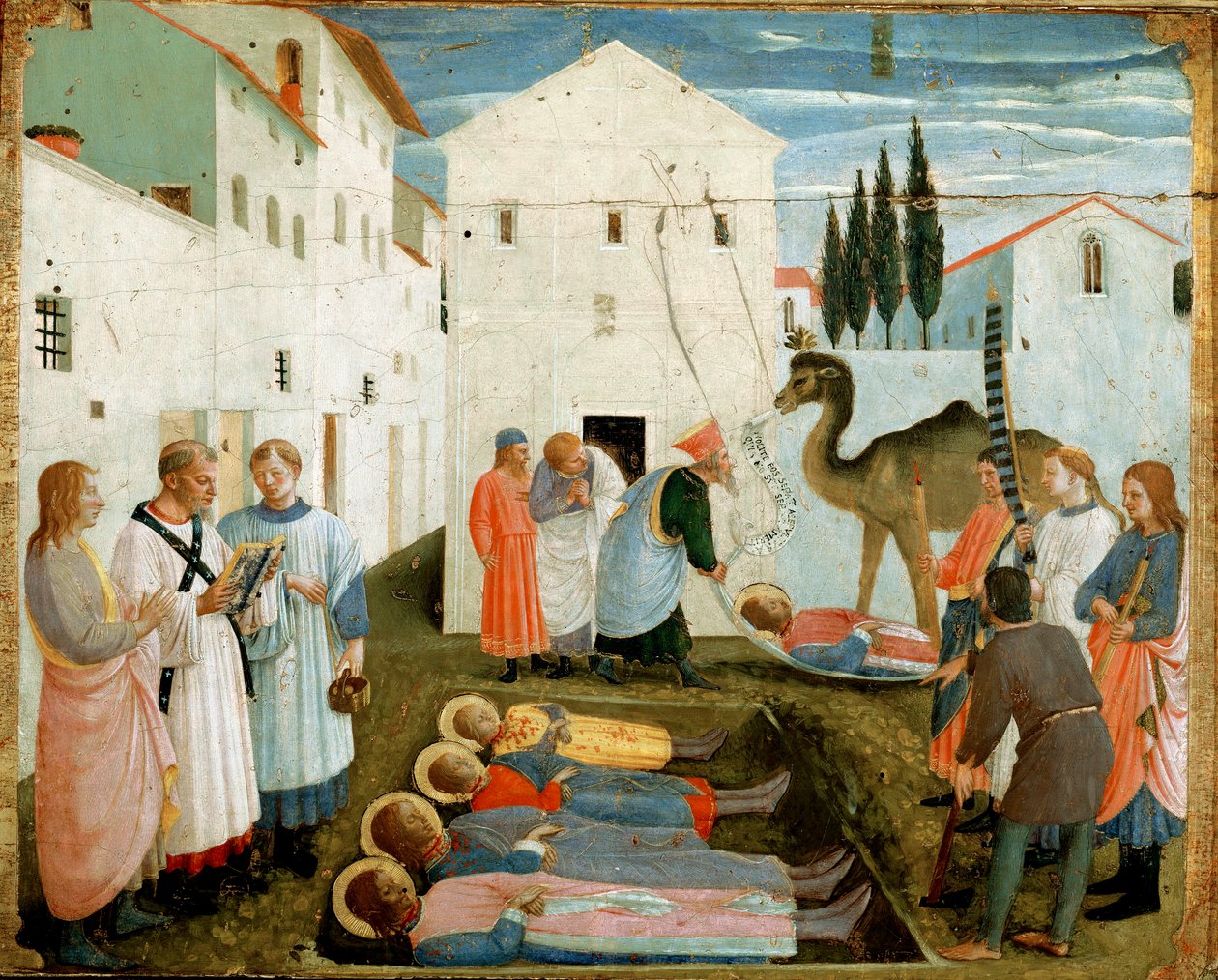 Begravelsen av de hellige Cosmas og Damian (maleri på tre av Fra  Angelico