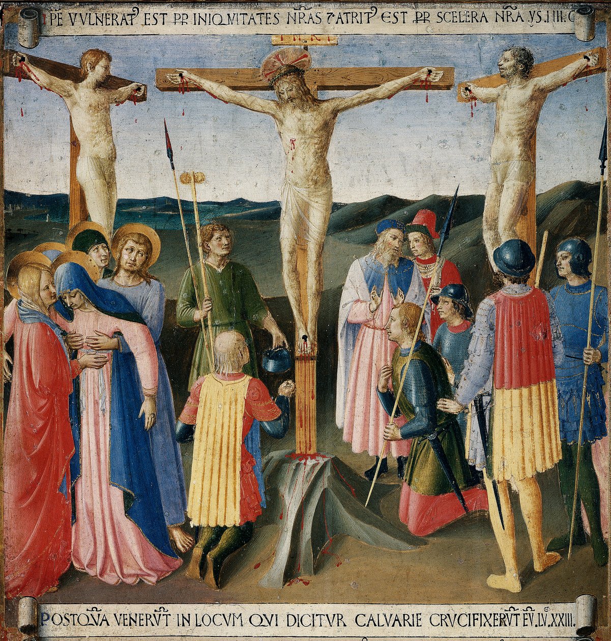 Korsfestelsen. Life of Christ, Garderobe av sølv. (Tempera på tre av Fra  Angelico