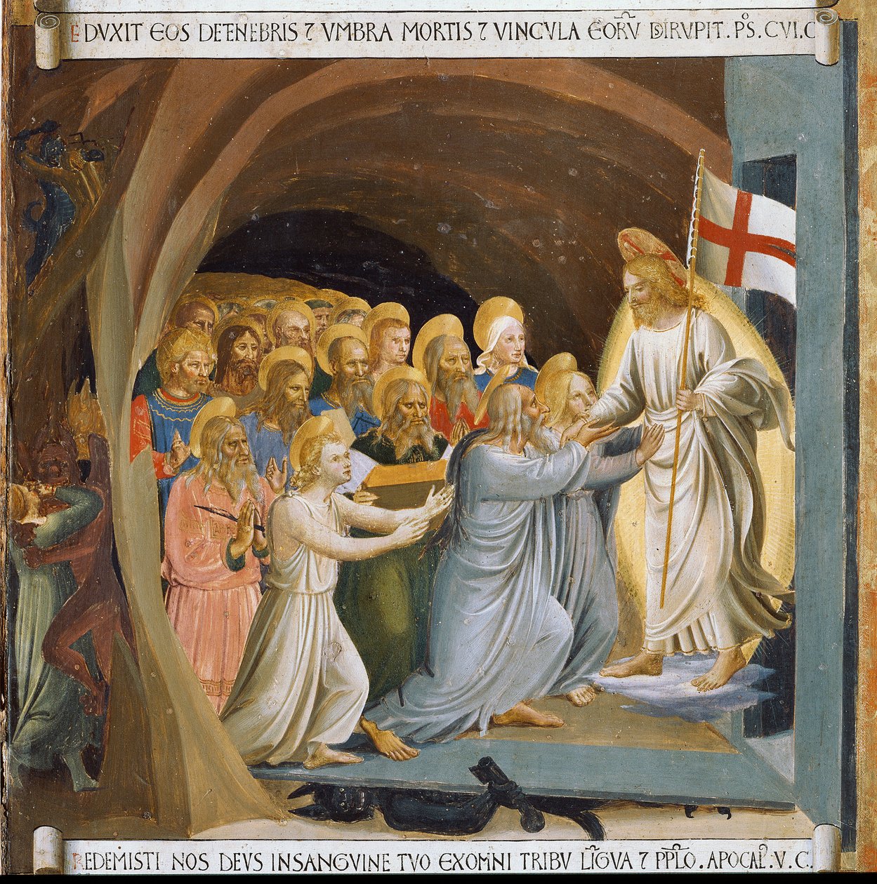 Kristi nedstigning i limbo. Life of Christ, Armadio degli Argenti. (Tempera på tre av Fra  Angelico