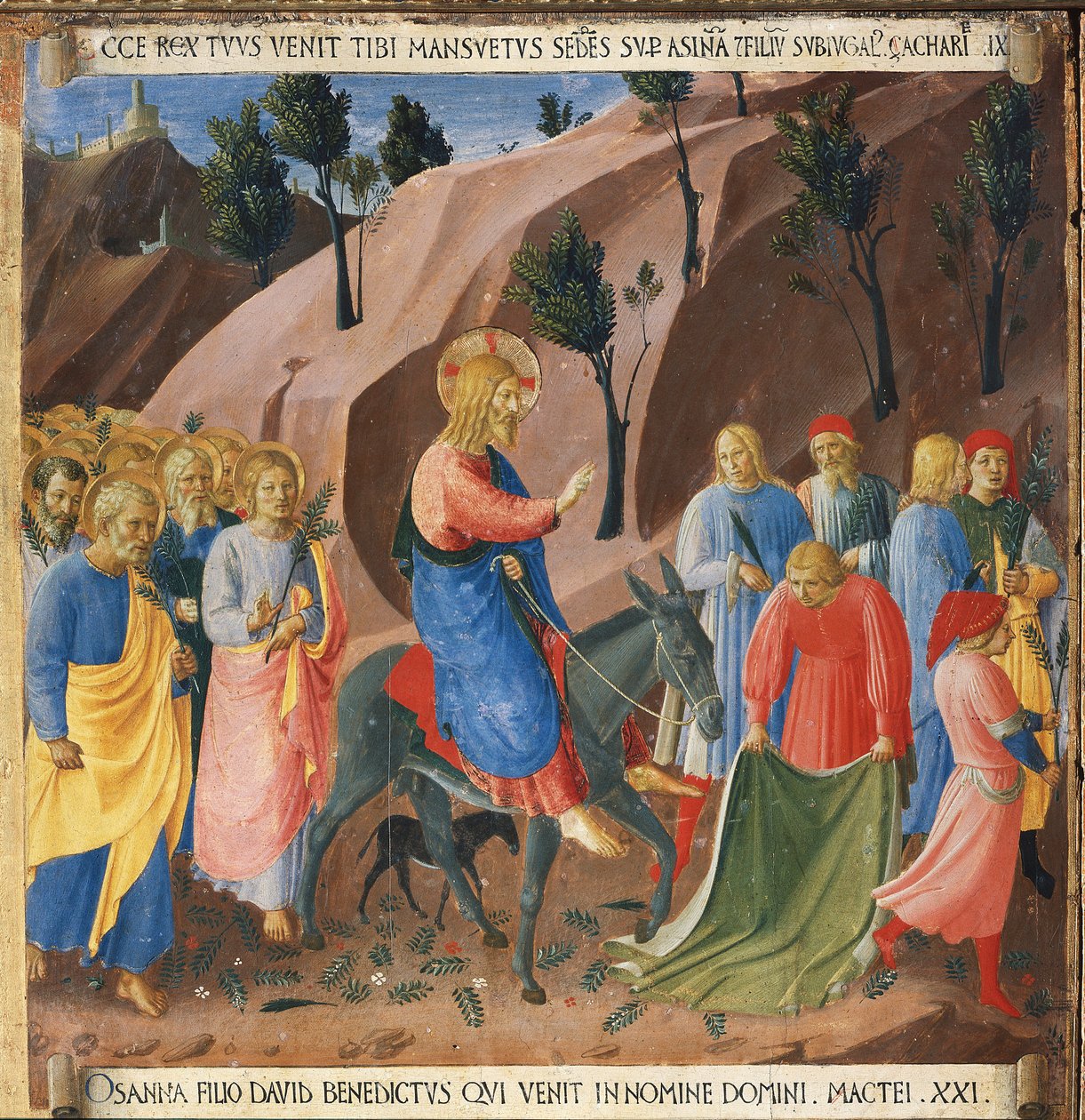 Inntoget i Jerusalem. Life of Christ, Garderobe av sølv. (Tempera på tre av Fra  Angelico