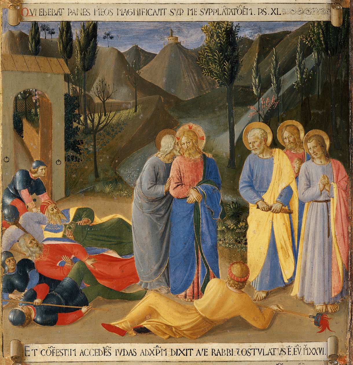 Kysset til Judas. Life of Christ, Armadio degli Argenti. (Tempera på tre av Fra  Angelico