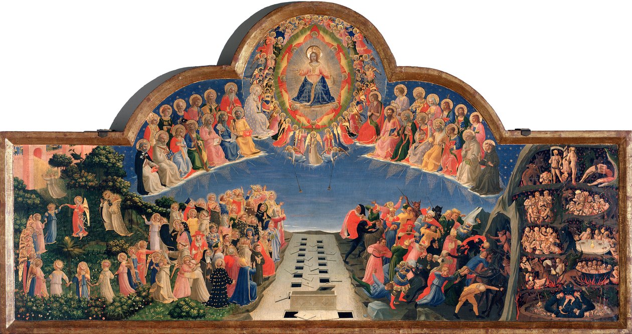 Den siste dommen Jesus Kristus i en mandorle (Detrempe på tre av Fra  Angelico