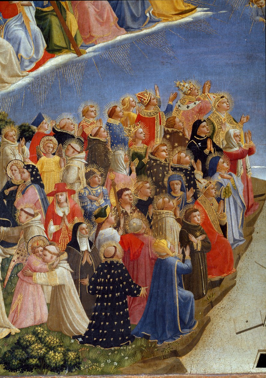 Den siste dommen: detalj om de hellige i paradis. (tempera på tre av Fra  Angelico