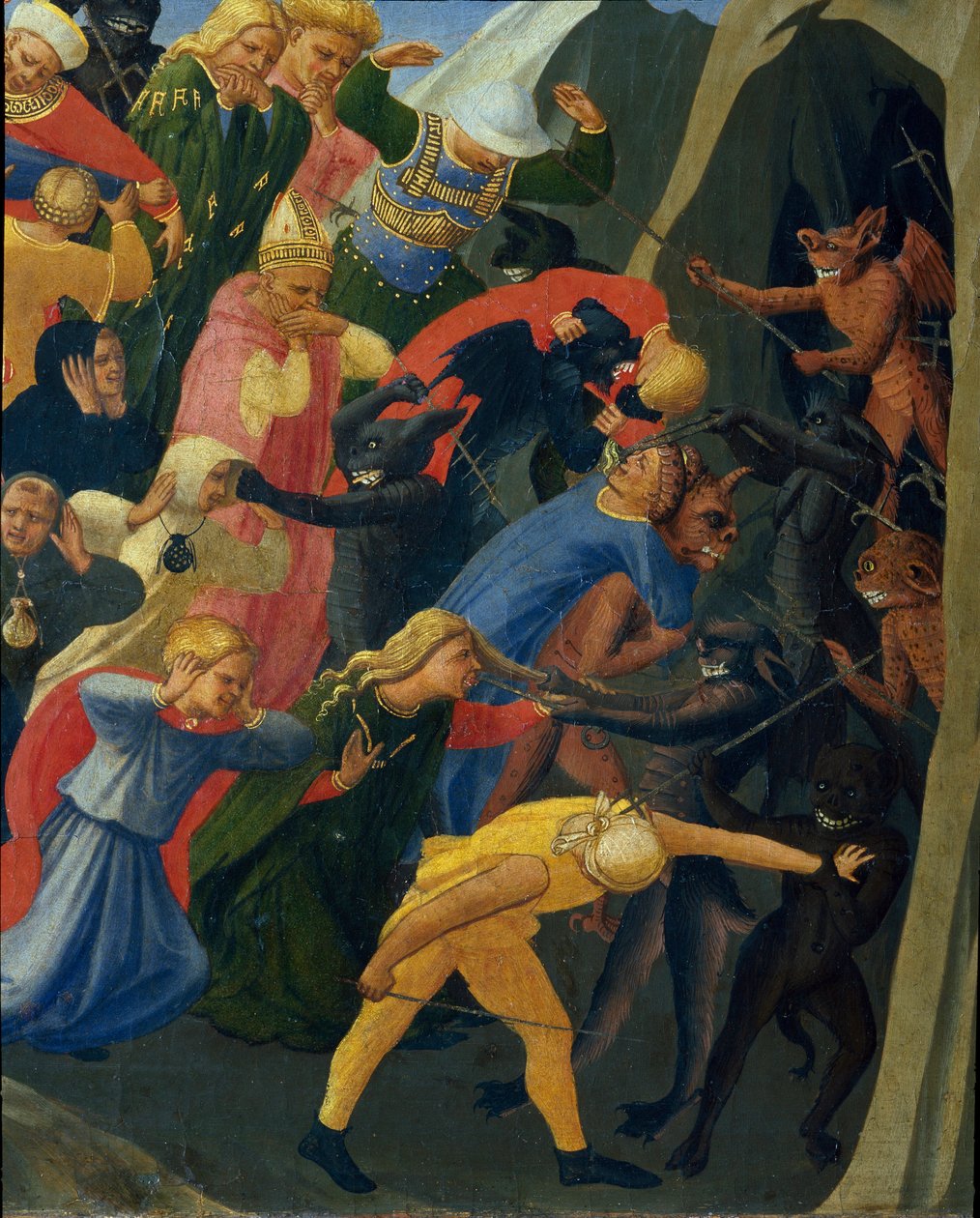 Den siste dommen: jævlene blir tatt inn i underverdenen av demoner. Maleri av Guido di Pietro (eller Fra Giovanni da Fiesole) dit Fra Angelico ou il Beato (1400-1455) av Fra  Angelico