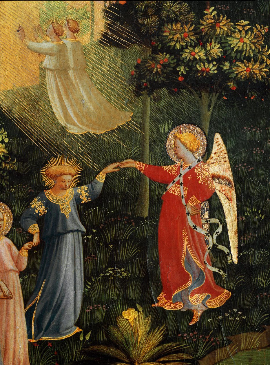 Den siste dommen: de utvalgtes dans i Paradiset. (tempera på tre av Fra  Angelico