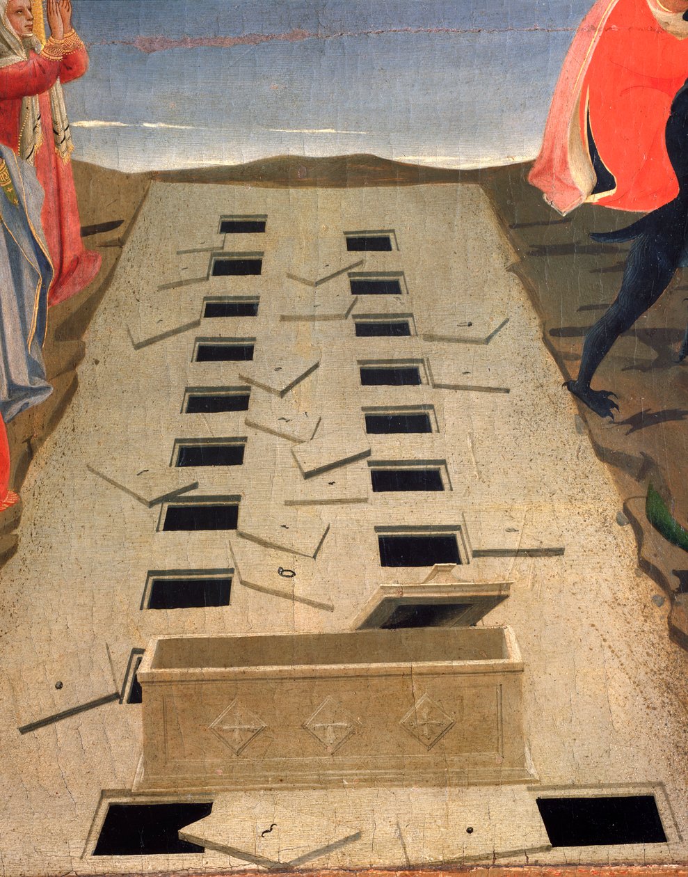 De åpne gravene, detalj av den siste dommen. (Detrempe på tre av Fra  Angelico