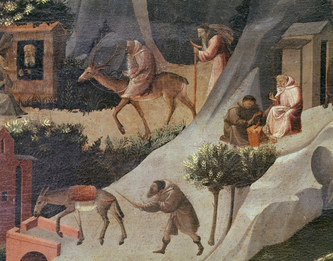 Munkenes arbeid, detalj av La tebaide av Fra (c.1387 1455) Angelico