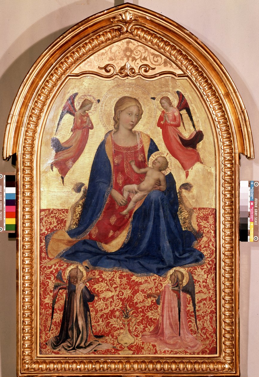 ""Jomfru og barn og engler"" (Jomfru og barn med engler) Tempera på tre av Guido di Pietro (eller Fra Giovanni da Fiesole) sa Fra Angelico eller il Beato (1400-1455) 1425 Dim. 81x51 cm Museum of the Eremitage , Saint Petersburg av Fra (c.1387 1455) Angelico
