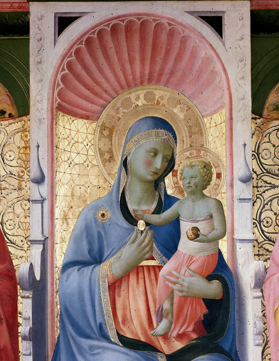 Jomfru med barn. Detalj av Annalena altertavle (Tremaleri av Fra  Angelico