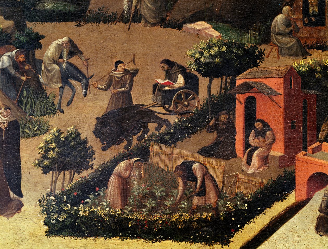 Munker på jobb, detalj fra La Thebaid av Fra (c.1400 55) Angelico
