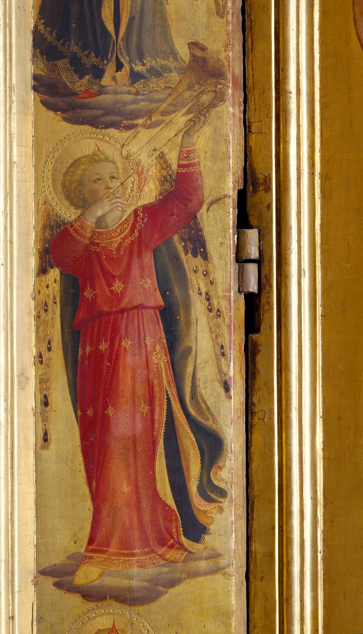 Angel Playing a Trumpet, detalj fra Linaiuoli Triptych, 1433 (tempera på panel) av Fra Angelico