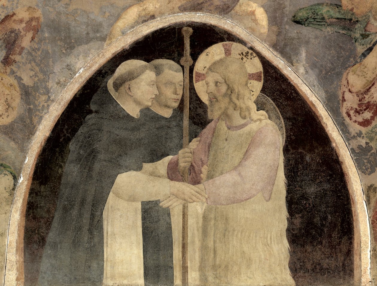 Christ Welcomes Two Dominican Friars, freskodetalj av 78936 av Fra Angelico
