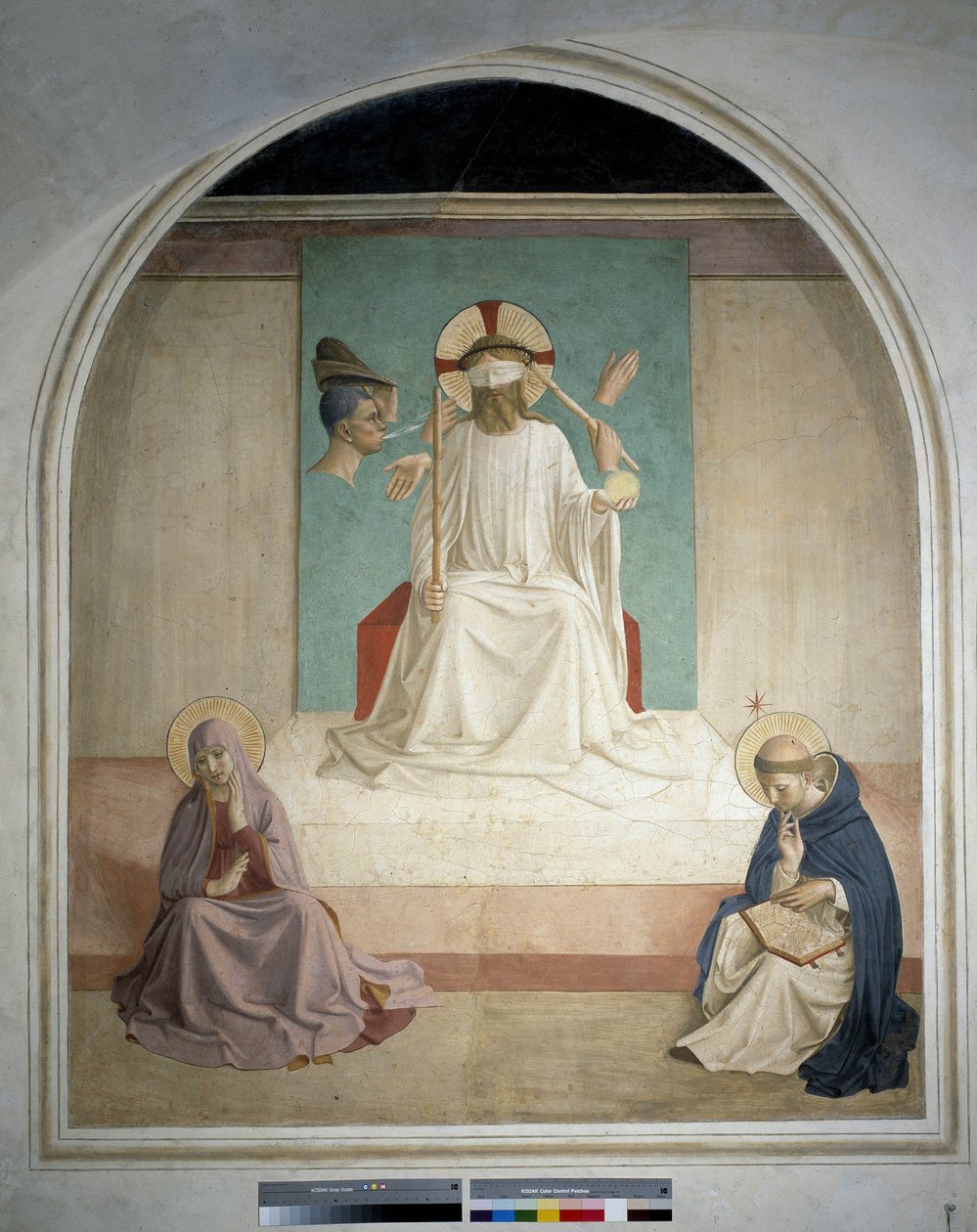 Kristus misliker jomfruen og den hellige Hieronymus. Fresco av Guido di Pietro av Fra Angelico