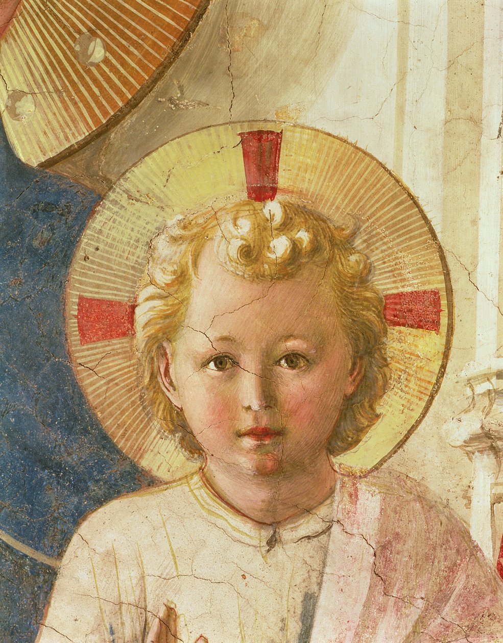 Detalj av Kristusbarnet fra Madonna delle Ombre Madonna of the Shadows, freskomaleri fra 1450 av Fra Angelico