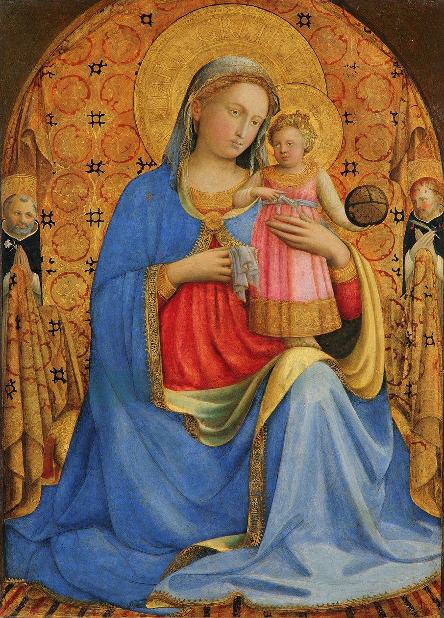 Engelsk: Maria med barnet og helgenene Madonna og barnet av Fra Angelico
