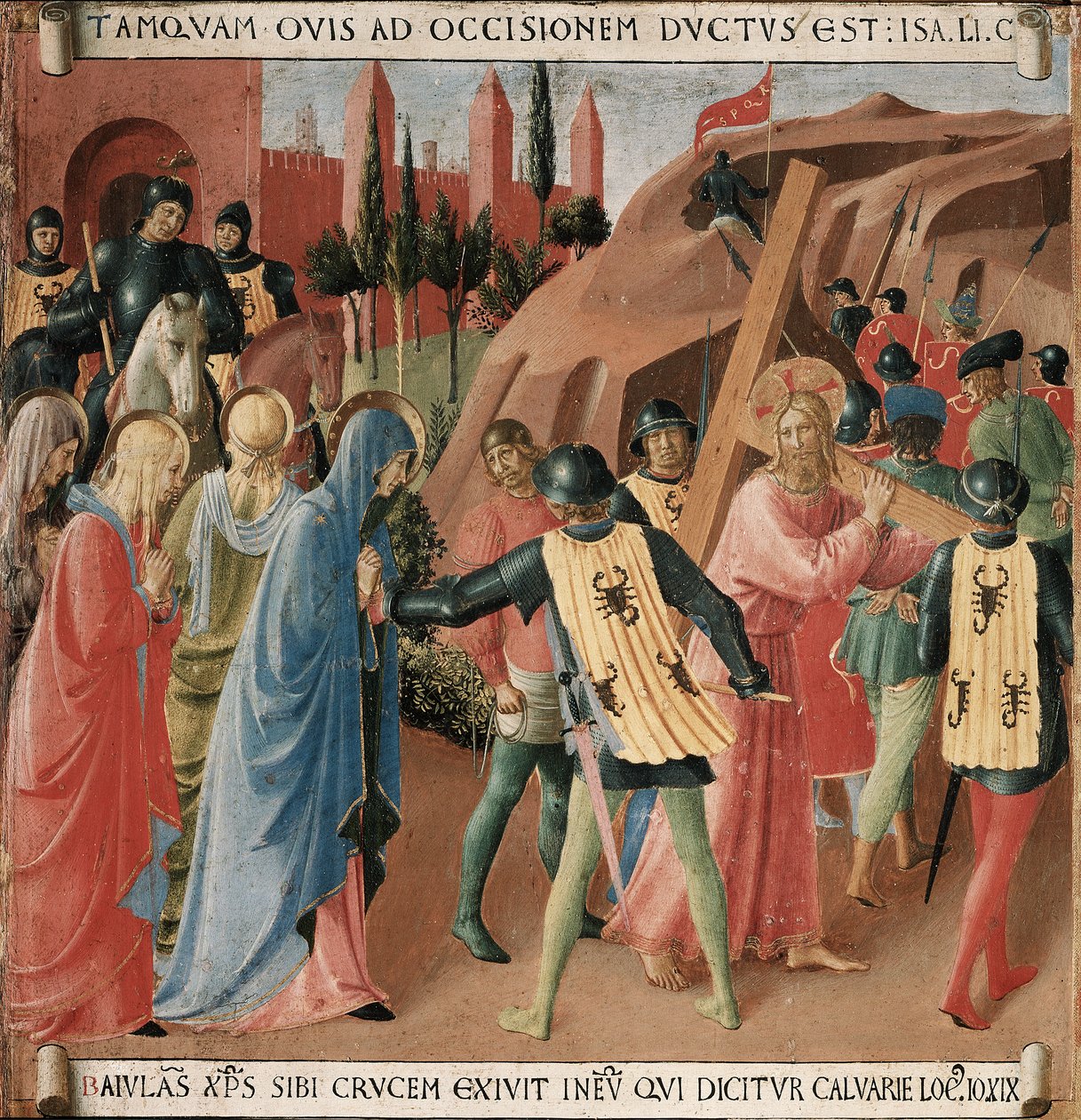 Historien om Kristi liv: klatringen til Golgata, bæren av korset av Fra Angelico
