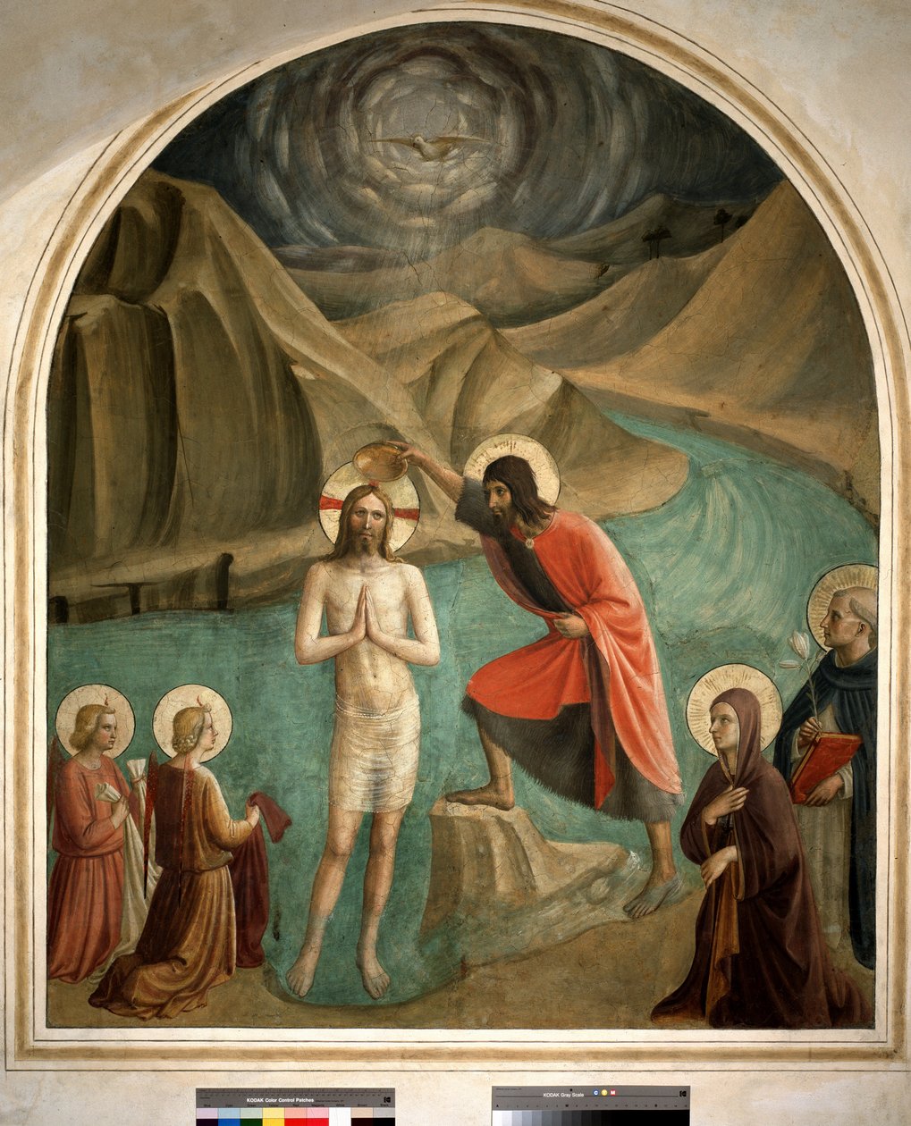 Kristi dåp av døperen Johannes - freskomaleri av Guido di Pietro av Fra Angelico