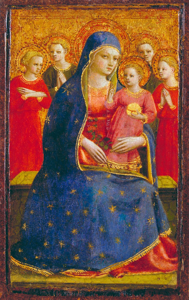 Madonna og barn med engler, ca. 1425 (tempera og gull på panel) av Fra Angelico