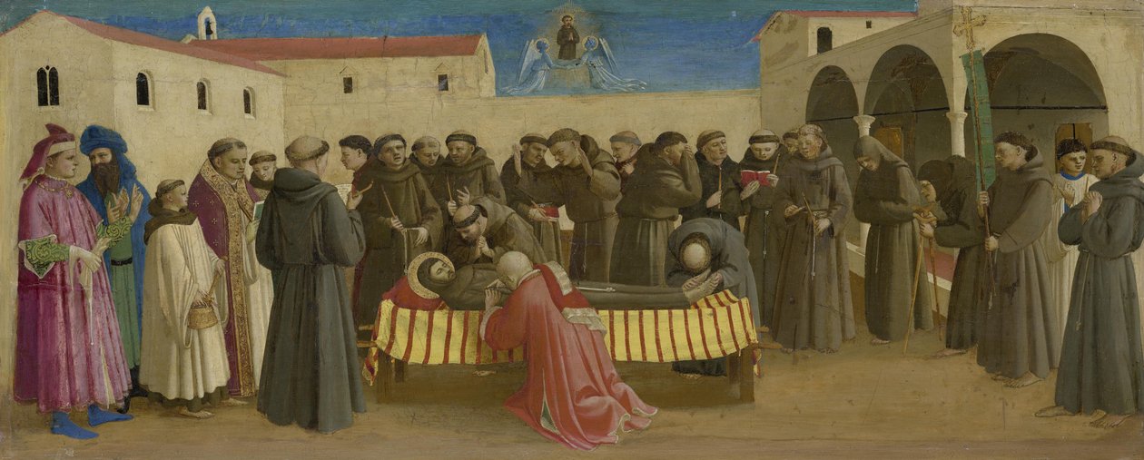 Del av en predella: begravelsesmessen for den hellige Frans av Fra Angelico