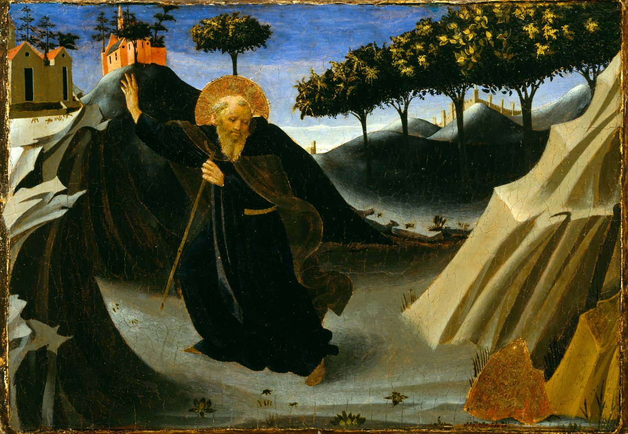 St. Anthony Abbot Shunning the Mass of Gold, 1430-tallet (tempera og bladgull på panel) av Fra Angelico