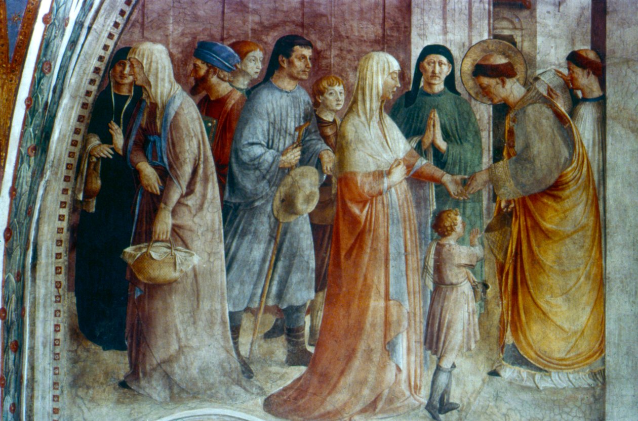 St Stephen Distributing Alms, midten av 1400-tallet av Fra Angelico
