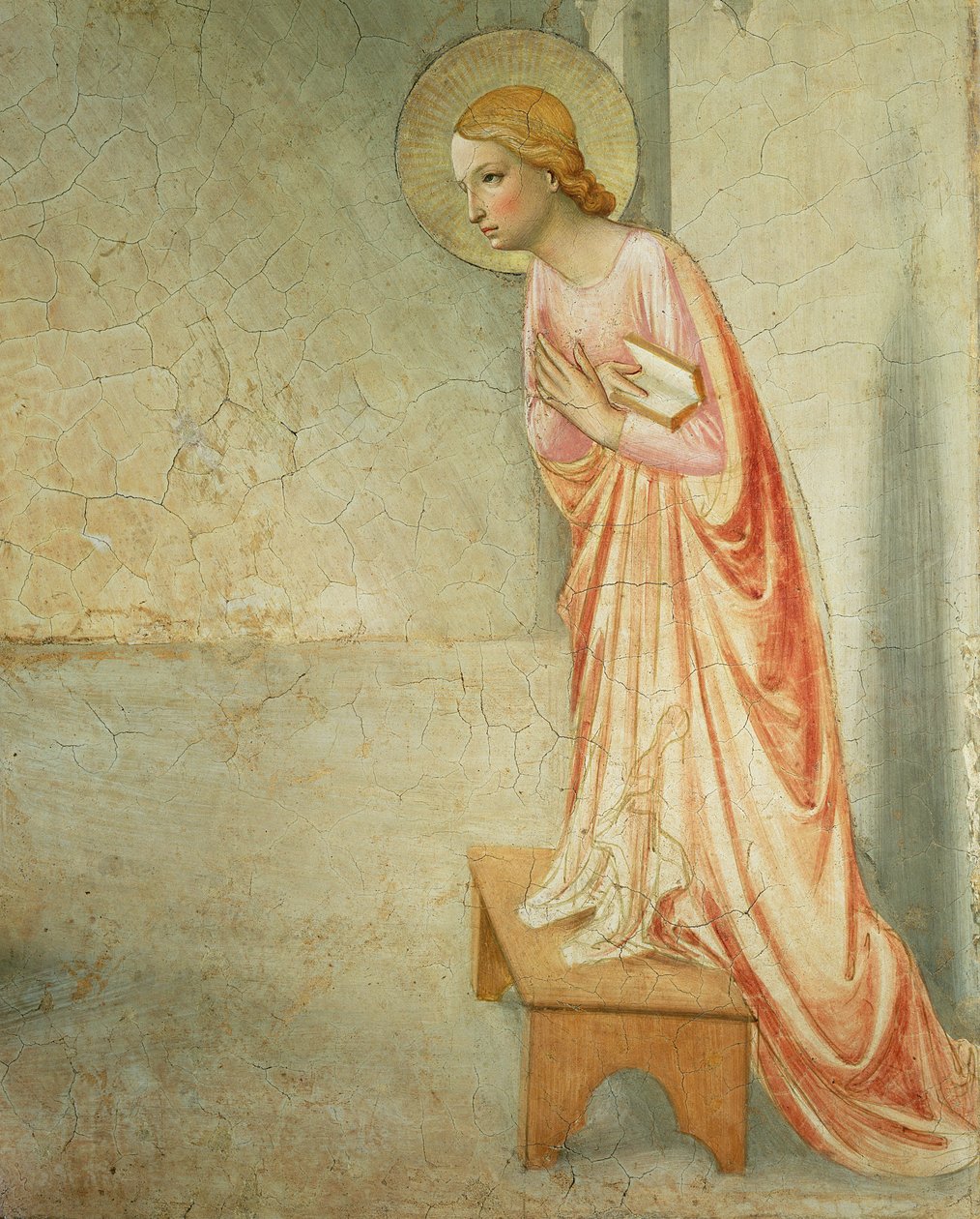 Bebudelsen, detalj av jomfruen, freskomaleri fra 1442, se 72388 av Fra Angelico