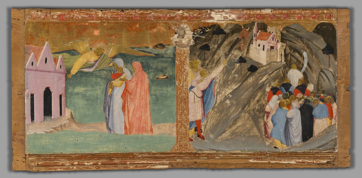 Åpenbaringen av Saint Michael på Mont Saint-Michel og mirakelet til oksen på Monte Gargano av Fra Angelico