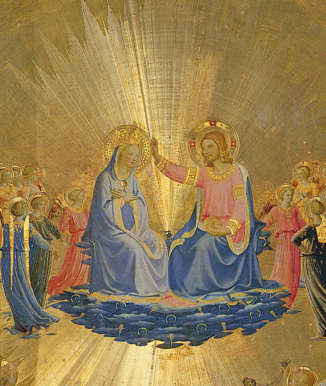 The Coronation of the Virgin, ca. 1440 (tempera på panel) (sentral detalj av 49984) av Fra Angelico