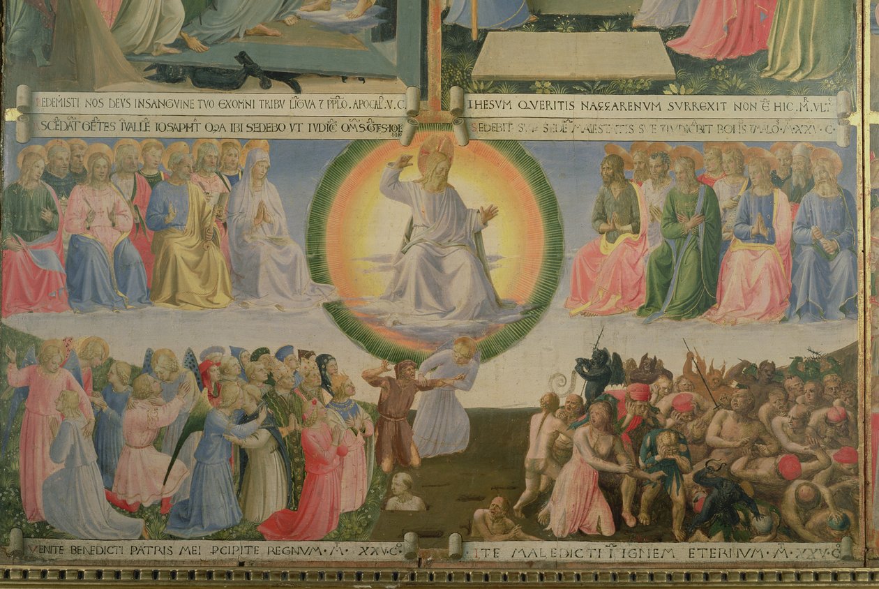 The Last Judgement, detalj fra panel fire i Silver Treasury of Santissima Annunziata, ca. 1450-53 (tempera på panel) av Fra Angelico