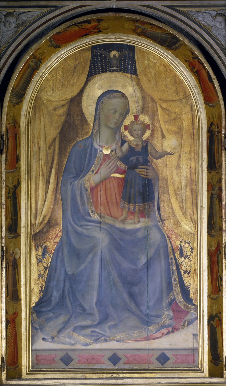 Linaiuoli Triptych, detalj av Jomfruen og barnet som troner, 1433 tempera på panel, se også 76093 av Fra Angelico